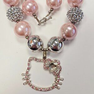 Girls Bubble Chunky Bead Necklace - Adorable Hello Kitty charm